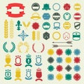 Emblem and labels set. Collection of retro style badges, banners, shields, emblems, typography, frames, arrow, borders, ribbons